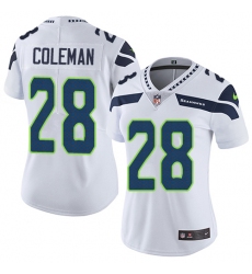Women's Nike Seattle Seahawks #28 Justin Coleman White Vapor Untouchable Limited Player NFL Jersey