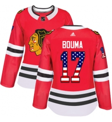 Women's Adidas Chicago Blackhawks #17 Lance Bouma Authentic Red USA Flag Fashion NHL Jersey