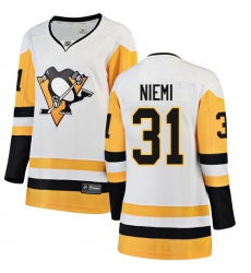 Women's Pittsburgh Penguins #31 Antti Niemi Authentic White Away Fanatics Branded Breakaway NHL Jersey