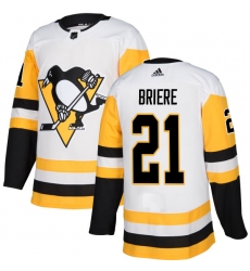 Men's Adidas Pittsburgh Penguins #21 Michel Briere Authentic White Away NHL Jersey