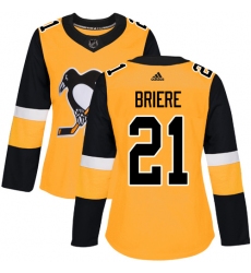 Women's Adidas Pittsburgh Penguins #21 Michel Briere Authentic Gold Alternate NHL Jersey