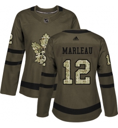 Women's Adidas Toronto Maple Leafs #12 Patrick Marleau Authentic Green Salute to Service NHL Jersey