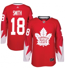 Men's Adidas Toronto Maple Leafs #18 Ben Smith Authentic Red Alternate NHL Jersey