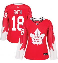 Women's Adidas Toronto Maple Leafs #18 Ben Smith Authentic Red Alternate NHL Jersey