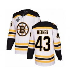 Men's Boston Bruins #43 Danton Heinen Authentic White Away 2019 Stanley Cup Final Bound Hockey Jersey