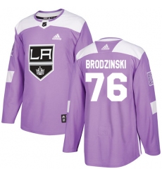 Men's Adidas Los Angeles Kings #76 Jonny Brodzinski Authentic Purple Fights Cancer Practice NHL Jersey