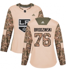 Women's Adidas Los Angeles Kings #76 Jonny Brodzinski Authentic Camo Veterans Day Practice NHL Jersey