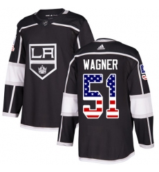 Men's Adidas Los Angeles Kings #51 Austin Wagner Authentic Black USA Flag Fashion NHL Jersey