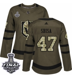 Women's Adidas Vegas Golden Knights #47 Luca Sbisa Authentic Green Salute to Service 2018 Stanley Cup Final NHL Jersey