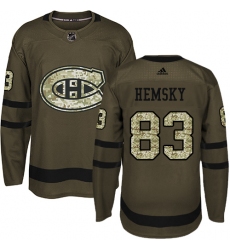 Men's Adidas Montreal Canadiens #83 Ales Hemsky Authentic Green Salute to Service NHL Jersey