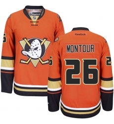 Women's Reebok Anaheim Ducks #26 Brandon Montour Premier Orange Third NHL Jersey