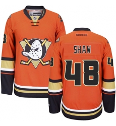 Men's Reebok Anaheim Ducks #48 Logan Shaw Authentic Orange Third NHL Jersey