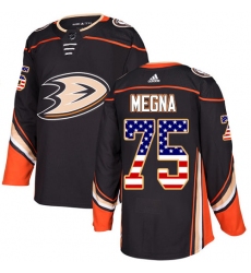 Men's Adidas Anaheim Ducks #75 Jaycob Megna Authentic Black USA Flag Fashion NHL Jersey