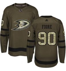 Youth Adidas Anaheim Ducks #90 Giovanni Fiore Authentic Green Salute to Service NHL Jersey