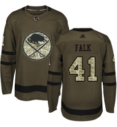 Men's Adidas Buffalo Sabres #41 Justin Falk Premier Green Salute to Service NHL Jersey