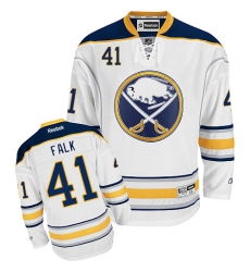 Men's Reebok Buffalo Sabres #41 Justin Falk Authentic White Away NHL Jersey