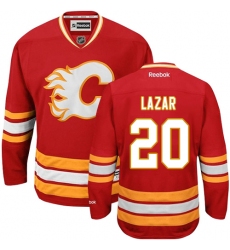 Men's Reebok Calgary Flames #20 Curtis Lazar Authentic Red Third NHL Jersey
