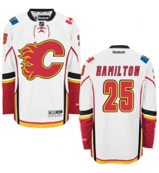 Youth Reebok Calgary Flames #25 Freddie Hamilton Authentic White Away NHL Jersey