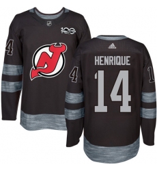 Men's Adidas New Jersey Devils #31 Eddie Lack Authentic Black 1917-2017 100th Anniversary NHL Jersey