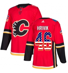 Youth Adidas Calgary Flames #46 Marek Hrivik Authentic Red USA Flag Fashion NHL Jersey