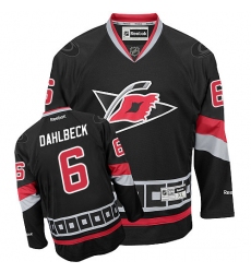 Men's Reebok Carolina Hurricanes #6 Klas Dahlbeck Premier Black Third NHL Jersey