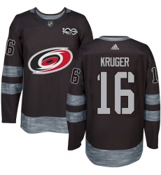 Men's Adidas Carolina Hurricanes #16 Marcus Kruger Premier Black 1917-2017 100th Anniversary NHL Jersey