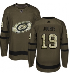 Men's Adidas Carolina Hurricanes #19 Josh Jooris Authentic Green Salute to Service NHL Jersey