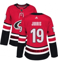 Women's Adidas Carolina Hurricanes #19 Josh Jooris Premier Red Home NHL Jersey