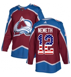 Men's Adidas Colorado Avalanche #12 Patrik Nemeth Authentic Burgundy Red USA Flag Fashion NHL Jersey