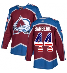 Youth Adidas Colorado Avalanche #44 Mark Barberio Authentic Burgundy Red USA Flag Fashion NHL Jersey