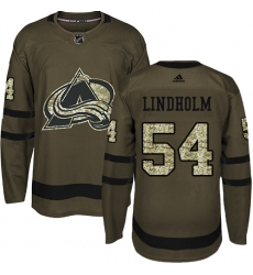 Men's Adidas Colorado Avalanche #54 Anton Lindholm Authentic Green Salute to Service NHL Jersey