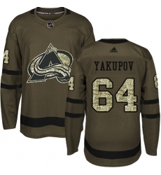 Youth Adidas Colorado Avalanche #64 Nail Yakupov Premier Green Salute to Service NHL Jersey