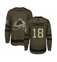Youth Adidas Colorado Avalanche #18 Conor Timmins Authentic Green Salute to Service NHL Jersey