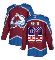 Youth Adidas Colorado Avalanche #83 Matt Nieto Authentic Burgundy Red USA Flag Fashion NHL Jersey
