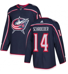 Men's Adidas Columbus Blue Jackets #14 Jordan Schroeder Authentic Navy Blue Home NHL Jersey