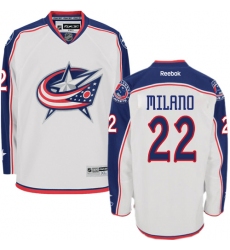 Women's Reebok Columbus Blue Jackets #22 Sonny Milano Authentic White Away NHL Jersey