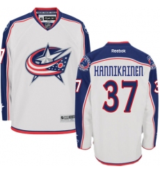 Women's Reebok Columbus Blue Jackets #37 Markus Hannikainen Authentic White Away NHL Jersey