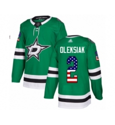 Youth Dallas Stars #2 Jamie Oleksiak Authentic Green USA Flag Fashion Hockey Jersey
