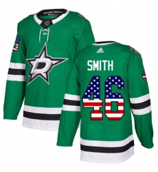 Men's Adidas Dallas Stars #46 Gemel Smith Authentic Green USA Flag Fashion NHL Jersey