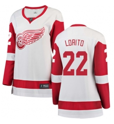 Women's Detroit Red Wings #22 Matthew Lorito Authentic White Away Fanatics Branded Breakaway NHL Jersey