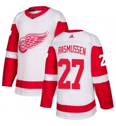 Men's Adidas Detroit Red Wings #27 Michael Rasmussen Authentic White Away NHL Jersey