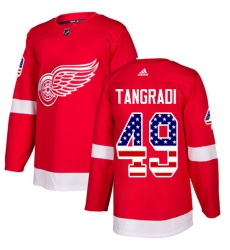 Youth Adidas Detroit Red Wings #49 Eric Tangradi Authentic Red USA Flag Fashion NHL Jersey
