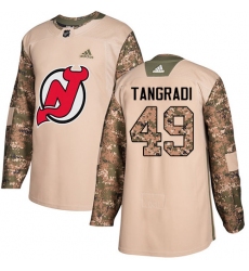 Youth Adidas New Jersey Devils #49 Eric Tangradi Authentic Camo Veterans Day Practice NHL Jersey
