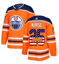 Youth Adidas Edmonton Oilers #25 Darnell Nurse Authentic Orange USA Flag Fashion NHL Jersey