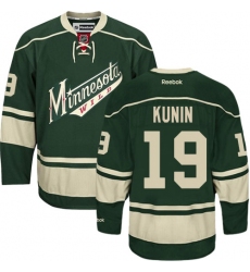 Youth Reebok Minnesota Wild #19 Luke Kunin Authentic Green Third NHL Jersey