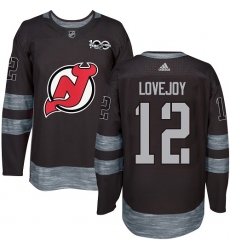 Men's Adidas New Jersey Devils #12 Ben Lovejoy Authentic Black 1917-2017 100th Anniversary NHL Jersey