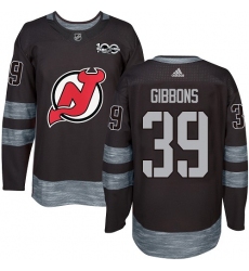 Men's Adidas New Jersey Devils #39 Brian Gibbons Authentic Black 1917-2017 100th Anniversary NHL Jersey