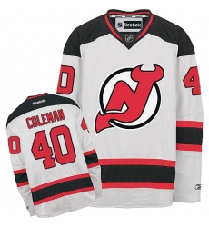 Men's Reebok New Jersey Devils #40 Blake Coleman Authentic White Away NHL Jersey
