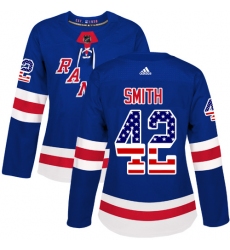 Women's Adidas New York Rangers #42 Brendan Smith Authentic Royal Blue USA Flag Fashion NHL Jersey
