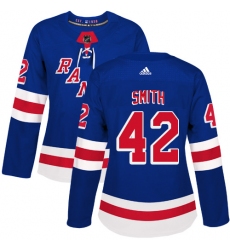 Women's Adidas New York Rangers #42 Brendan Smith Premier Royal Blue Home NHL Jersey